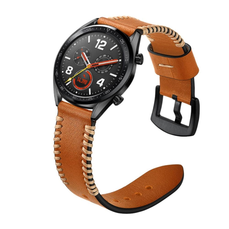 22mm For Huawei Watch GT2e GT2 46mm Leather Watch Band(Brown) by bashfashion
