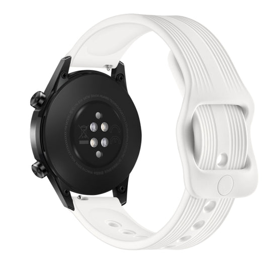 20mm For Huawei Watch GT2 42mm / Galaxy Watch Active 2 / Huami GTS/GTR 42MM Silicone Watch Band with Japanese Buckle(White) by bashfashion