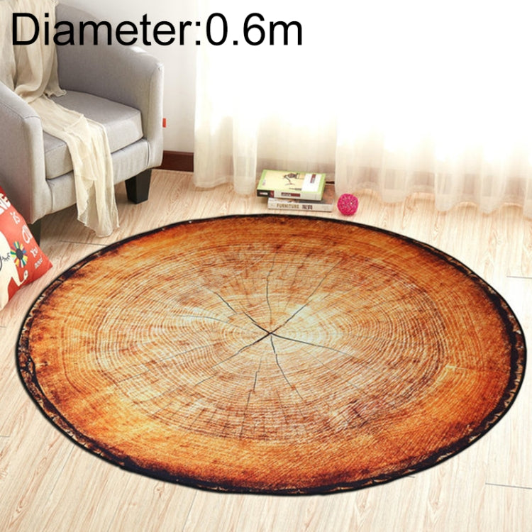 3D Growth Ring Pattern Bathroom Living Room Carpets Home Decor Mat, Size:Diameter about 0.6m(Black Edged Wood Grain) by bashfashion