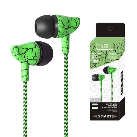 3.5mm Jack Crack Earphone Wired Headset Super Bass Sound Headphone Earbud with Mic for Mobile Phone Samsung Xiaomi MP3 4(Green) by bashfashion