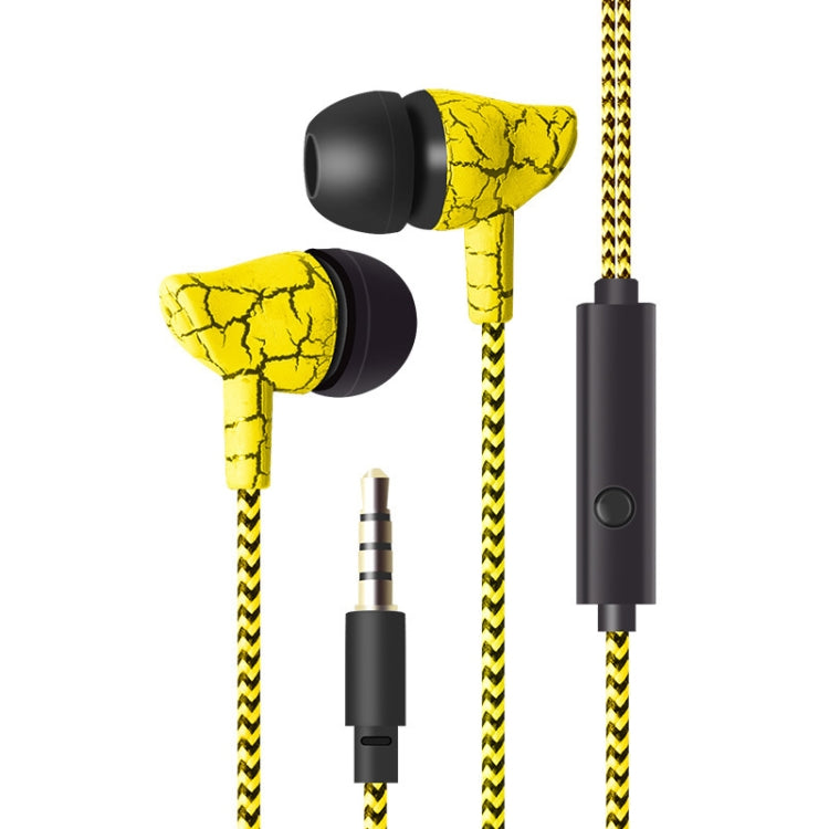 3.5mm Jack Crack Earphone Wired Headset Super Bass Sound Headphone Earbud with Mic for Mobile Phone Samsung Xiaomi MP3 4(YELLOW) by bashfashion