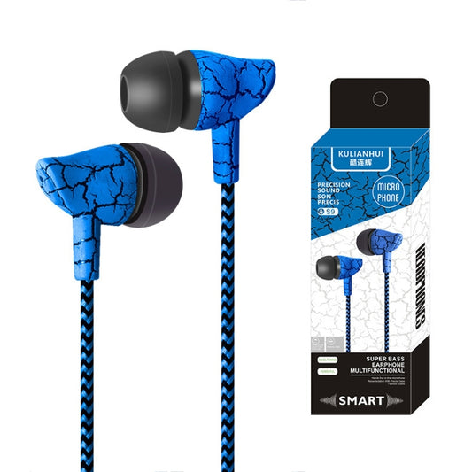 3.5mm Jack Crack Earphone Wired Headset Super Bass Sound Headphone Earbud with Mic for Mobile Phone Samsung Xiaomi MP3 4(Blue) by bashfashion