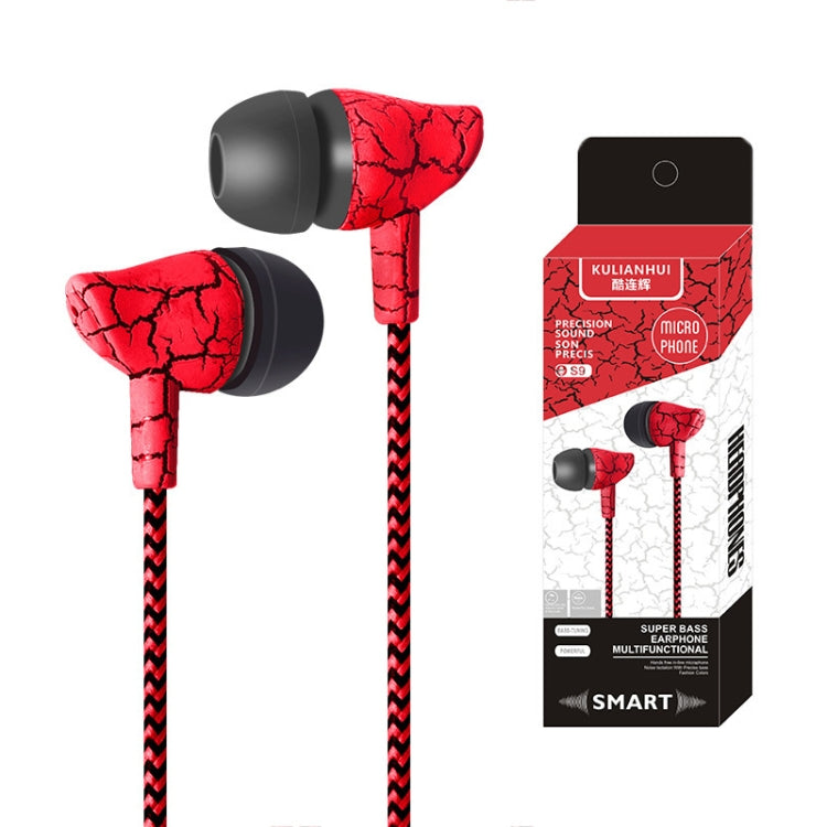 3.5mm Jack Crack Earphone Wired Headset Super Bass Sound Headphone Earbud with Mic for Mobile Phone Samsung Xiaomi MP3 4(Red) by bashfashion