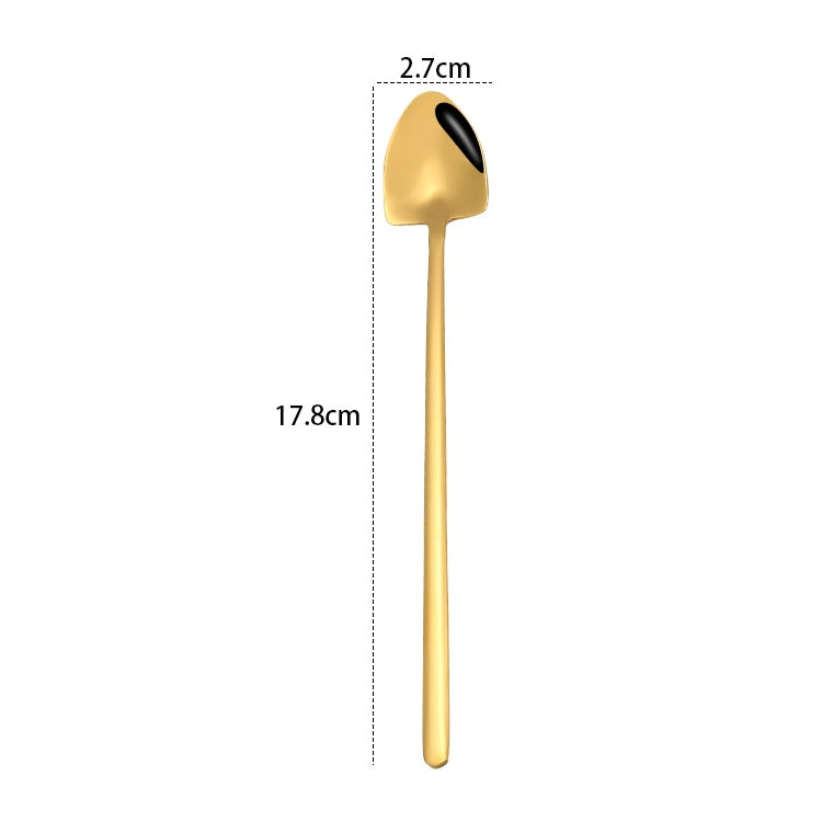2 PCS Stainless Steel Spoon Creative Coffee Spoon Bar Ice Spoon Gold Plated Long Stirring Spoon, Style:Pointed Spoon, Color:Gold by bashfashion