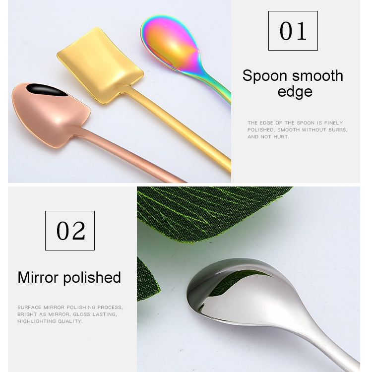 2 PCS Stainless Steel Spoon Creative Coffee Spoon Bar Ice Spoon Gold Plated Long Stirring Spoon, Style:Pointed Spoon, Color:Gold by bashfashion