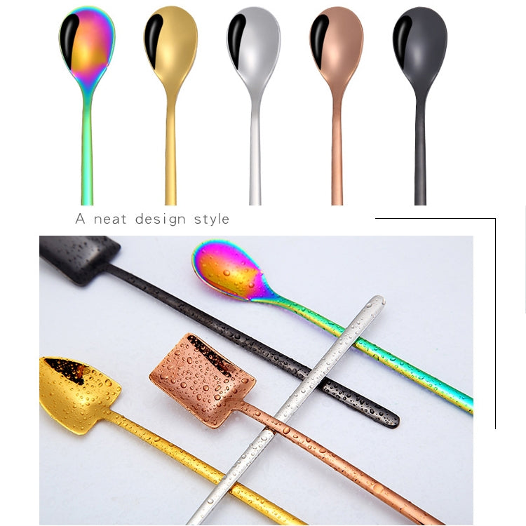 2 PCS Stainless Steel Spoon Creative Coffee Spoon Bar Ice Spoon Gold Plated Long Stirring Spoon, Style:Pointed Spoon, Color:Rose Gold by bashfashion