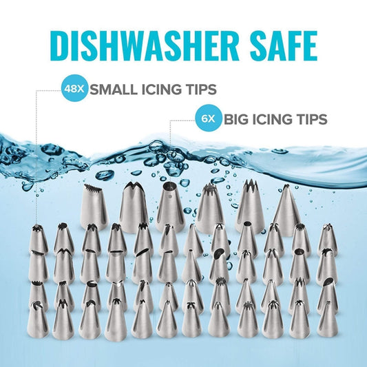 106 in 1 Cake Turntable Set Stainless Steel Decorating Mouth Cake Decorating Baking Tool(Blue) by bashfashion