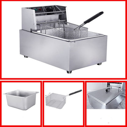 Desktop Thickening Electric Fryer Fried Chicken Legs Fries Stainless Steel Electric Fryer With Basket(Single Cylinder Single Screen) by bashfashion