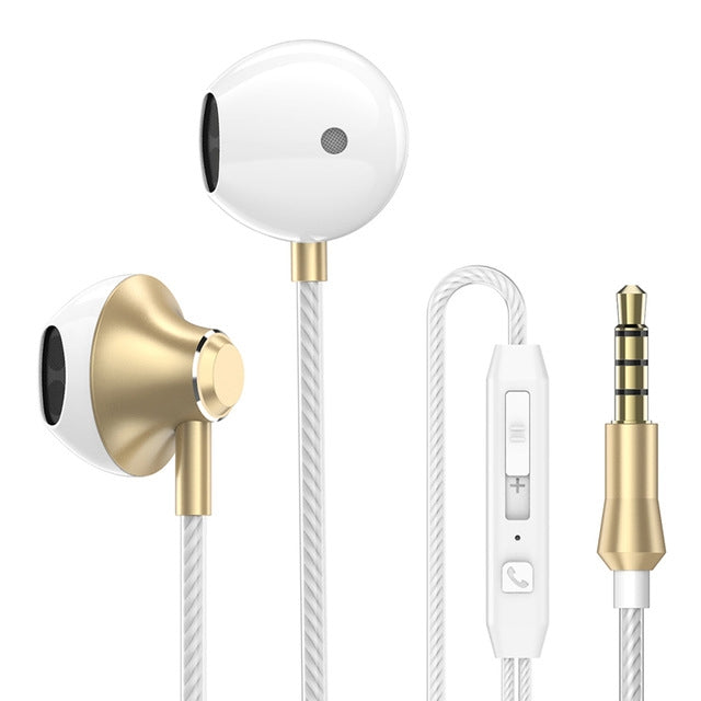 PTM D31 Hands Free Call Stereo Bass Earphones with Mic for Samsung / Xiaomi Phones(Gold) by PTM