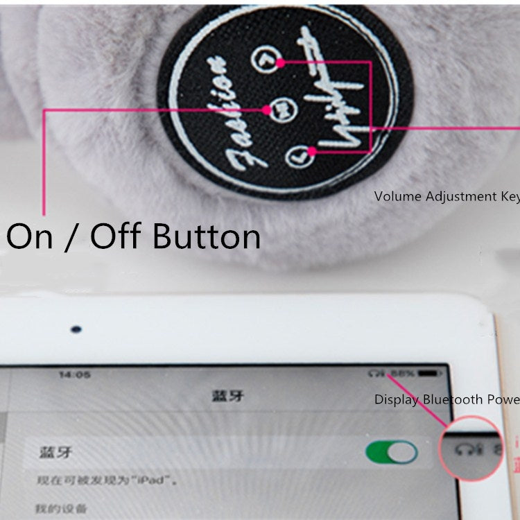 Bluetooth Earmuffs Winter Plush Windproof Men And Women Ear Cover(Gray) by bashfashion