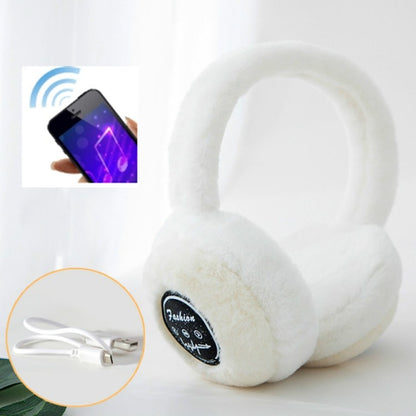 Bluetooth Earmuffs Winter Plush Windproof Men And Women Ear Cover(White) by bashfashion