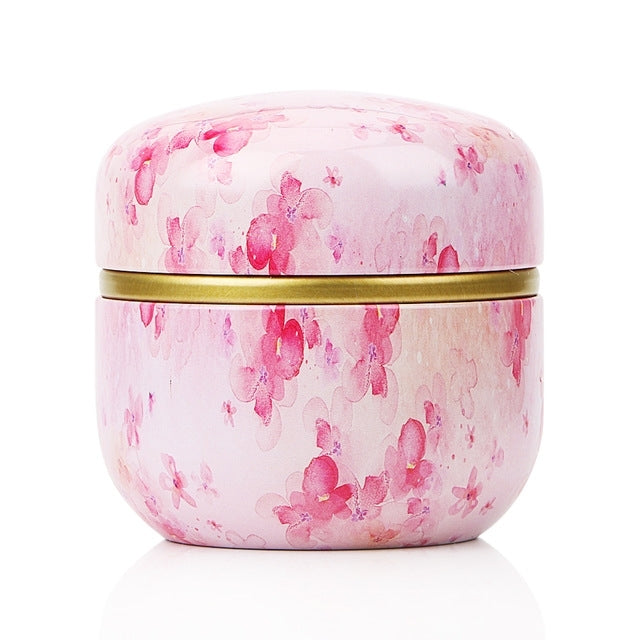 HOOMIN Tea Box Tea Jar Storage Holder Tea Caddies Matcha Container Mini Coffee Powder Organizer Cans Multifunction Round Metal, Color:Cherry color by bashfashion