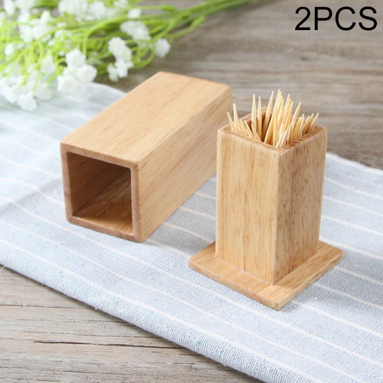 2 PCS Natural Bamboo Toothpick Box Square Restaurant Hotel Toothpick Can with Lid by bashfashion