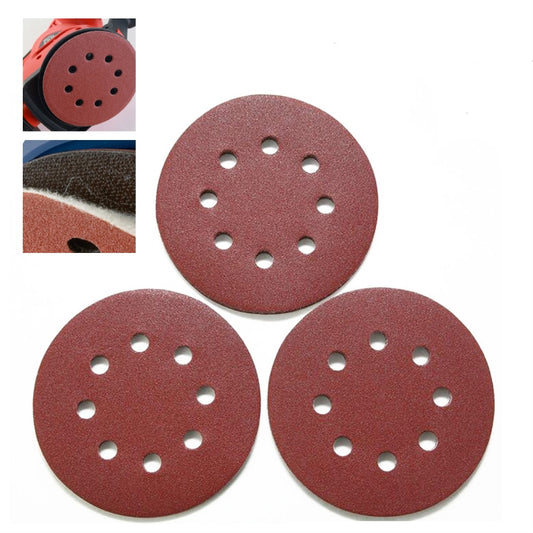 100 PCS 125MM Flocking Sandpaper 5 Inch 8 Hole Disc Sandpaper Self-adhesive Sandpaper, Grit:600 Mesh by bashfashion
