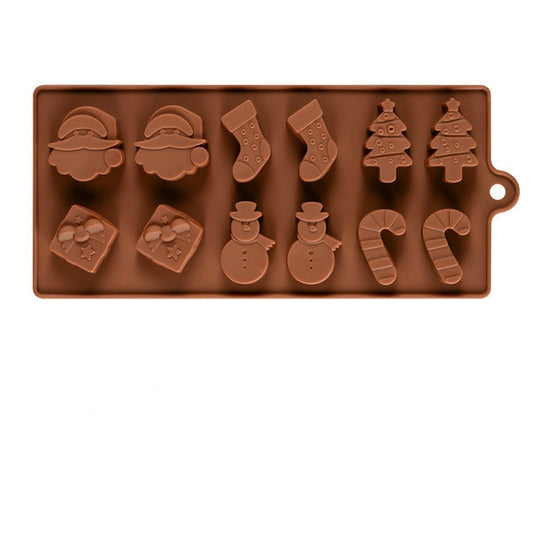 Silicone Christmas Chocolate Baking Tools Non-stick Jelly Candy 3D DIY Decoration Mold(Chocolate) by bashfashion