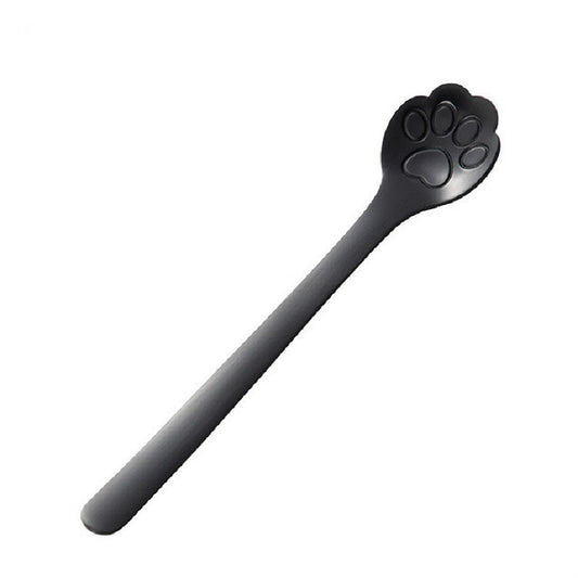 Stainless Steel Creative Cat Claw Coffee Spoon Dessert Cake Spoon, Style:Cat Claw Spoon, Color:Black by bashfashion
