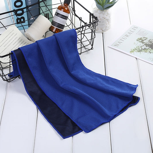Absorbent Polyester Quick-drying Breathable Cold-skinned Fitness Sports Portable Towel(Dark Blue) by bashfashion