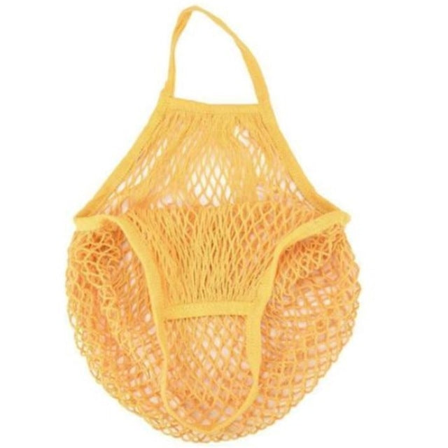 Mesh Shopping Bag Reusable String Fruit Storage Handbag Totes Women Shopping Mesh Net Woven Bag Shop Grocery Tote Bag(Yellow) by bashfashion