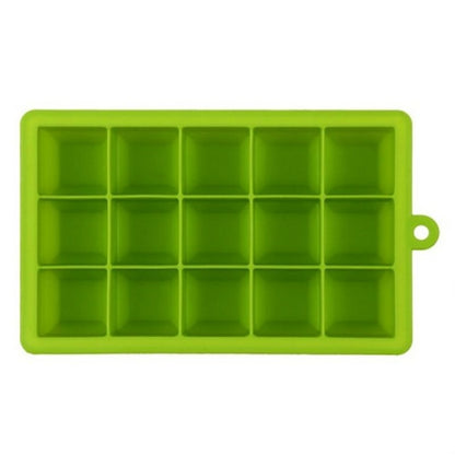 15 Grids DIY Big Ice Cube Mold Square Shape Silicone Ice Tray Fruit Ice Cream Maker(Green) by bashfashion