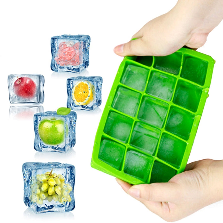 15 Grids DIY Big Ice Cube Mold Square Shape Silicone Ice Tray Fruit Ice Cream Maker(Green) by bashfashion