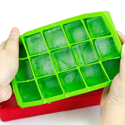 15 Grids DIY Big Ice Cube Mold Square Shape Silicone Ice Tray Fruit Ice Cream Maker(Green) by bashfashion