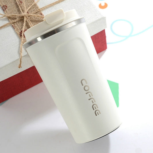 Smart Version Double Stainless steel 304 Coffee Mug Car Thermos Mug Travel Thermo Cup 510ml(White) by bashfashion
