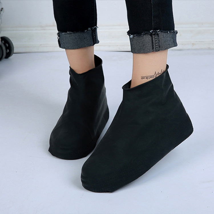 2 Pairs Waterproof Shoe Cover Raincoat Non-slip Reusable Silicone Insole Shoe Slip Rainshoes Cover, Size:L(Black（Short Tube）) by bashfashion