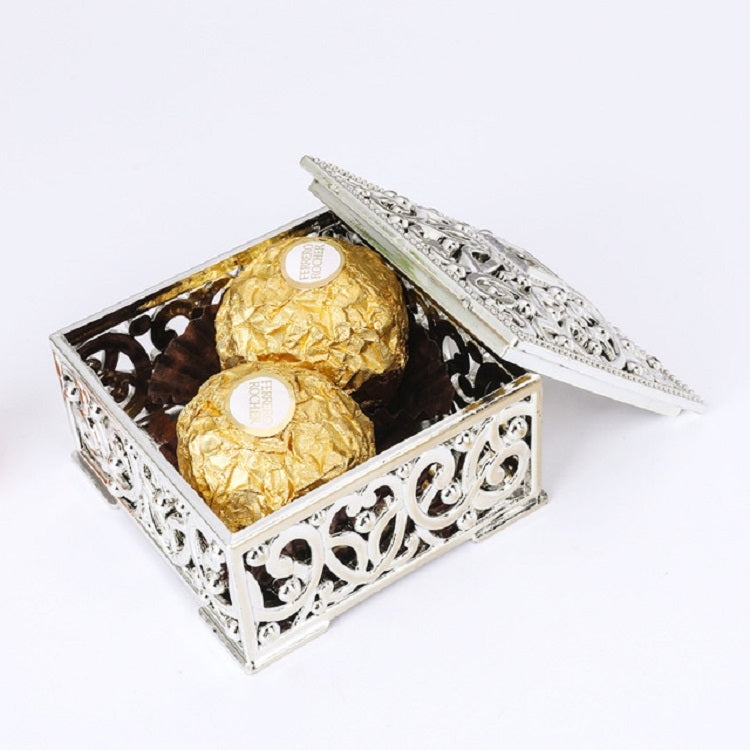 12 PCS Mini Candy Box Openwork Pattern Square Gift Box, Size:6x6x3.2cm(Silver) by bashfashion