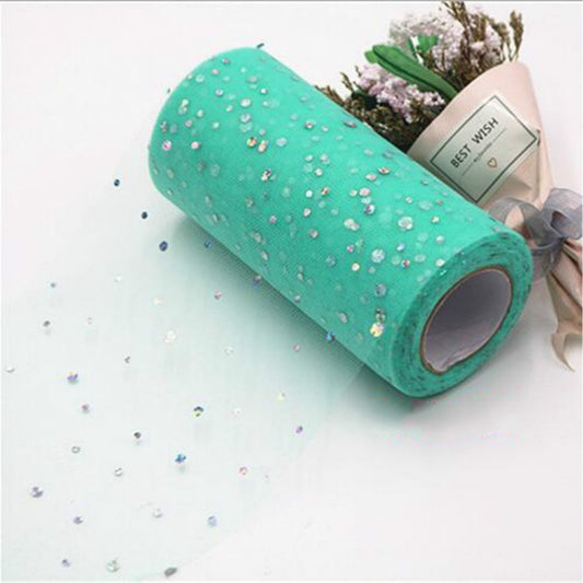 Tulle Roll 25 Yards 13cm Organza Laser Crafts Wedding Decoration Tulle Birthday Party Supplies(Blue) by bashfashion