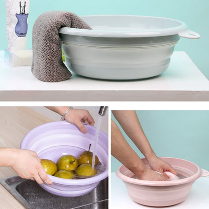 Folding Washbasin Outdoor Travel Portable Washtub, Size:12x32cm(Purple) by bashfashion