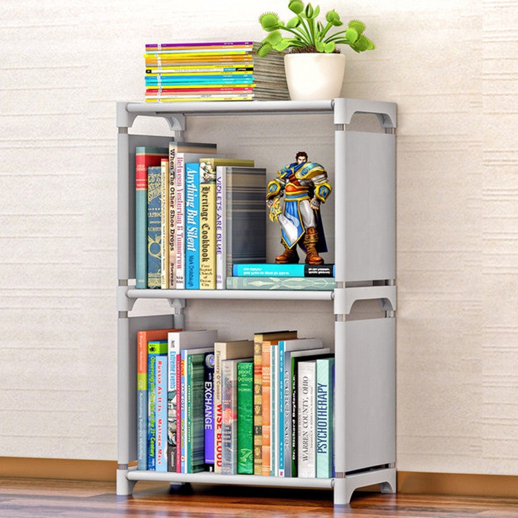 Plastic Steel Tube Multifunctional Combination Holder Student Books Shelf Floor Storage Rack(Gray) by bashfashion