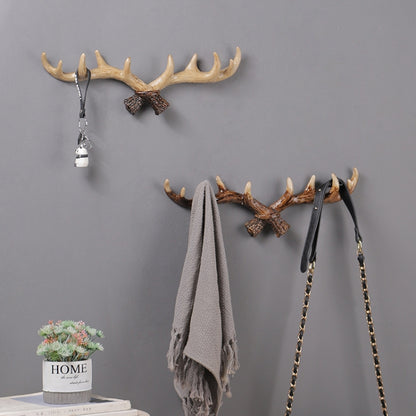 Resin Antler Wall Decoration Wall Hanger Home Living Room Entrance Wall Coat Hook(Light Color) by bashfashion