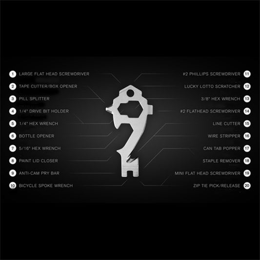 20 in 1 Multi-function EDC Tool Key Ring Bottle Opener Screwdriver Multi-purpose Outdoor Mini Tool by bashfashion