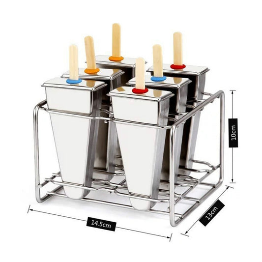 Stainless Steel DIY Ice Cream Mold Household Popsicle Ice Cream Mold(6 Watermelon Cups Double Slot) by bashfashion