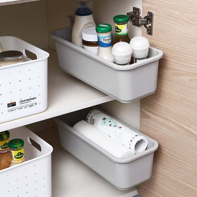 Wall-mounted Drawer Type Kitchen Spice Rack Perforation-free Household Cabinets & Kitchenware Storage Rack(White) by bashfashion