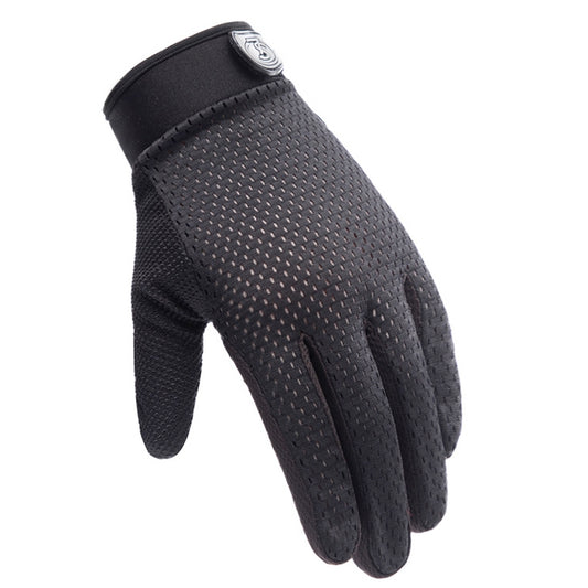 HSLEJP Outdoor Sports Breathable Touch Screen Antiskid Cycling Full Finger Gloves, Size: L(Black) by bashfashion