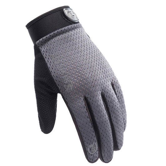 HSLEJP Outdoor Sports Breathable Touch Screen Antiskid Cycling Full Finger Gloves, Size: L(Gray) by bashfashion