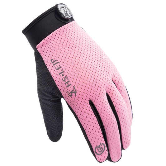 HSLEJP Outdoor Sports Breathable Touch Screen Antiskid Cycling Full Finger Gloves, Size: L(Pink) by bashfashion