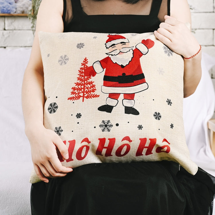 Christmas Decorations Linen Pillowcases Square Pillowcases Without Pillow Core(HOHO Santa Claus) by bashfashion