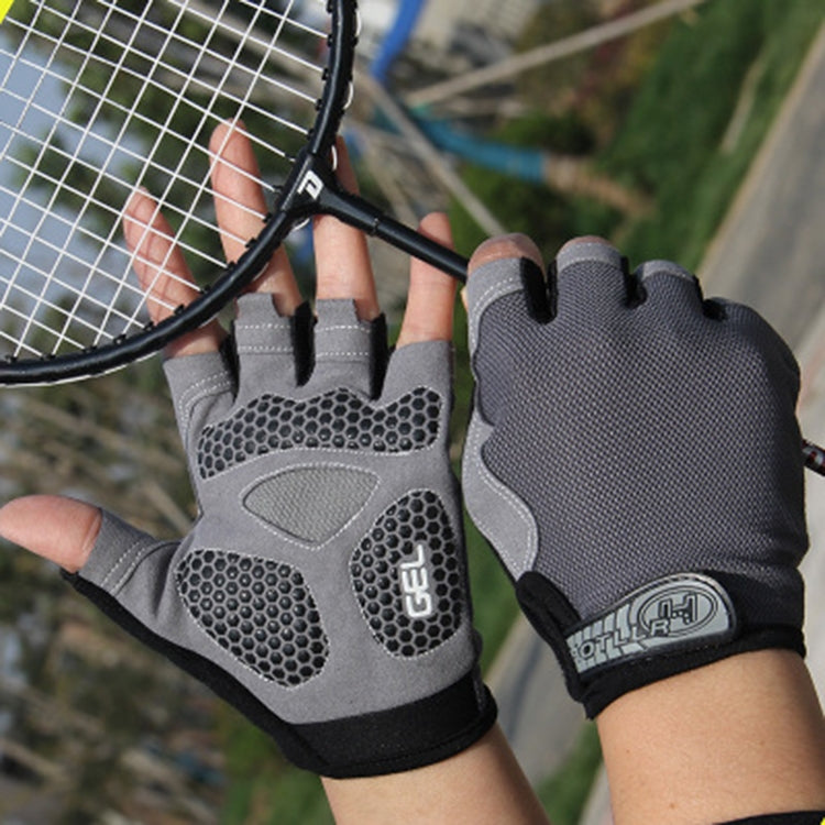 Cycling Shock Absorbing Anti-Slip Gloves Fitness Weight Lifting Training Half-finger Gloves, Size:L(Grey) by bashfashion