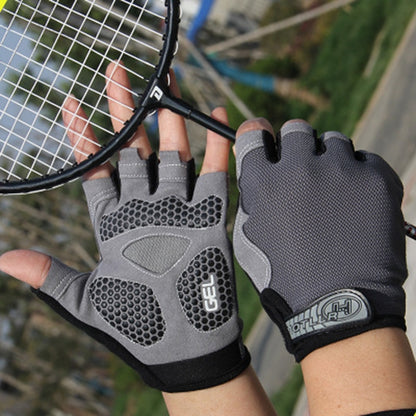 Cycling Shock Absorbing Anti-Slip Gloves Fitness Weight Lifting Training Half-finger Gloves, Size:L(Grey) by bashfashion