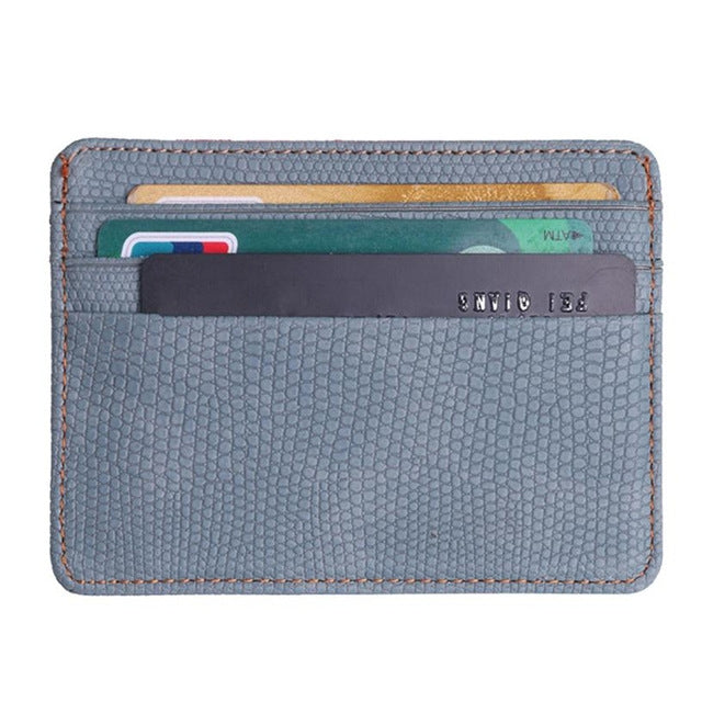 Lizard Pattern PU Leather Bank Card Set Card Package(Gray) by bashfashion