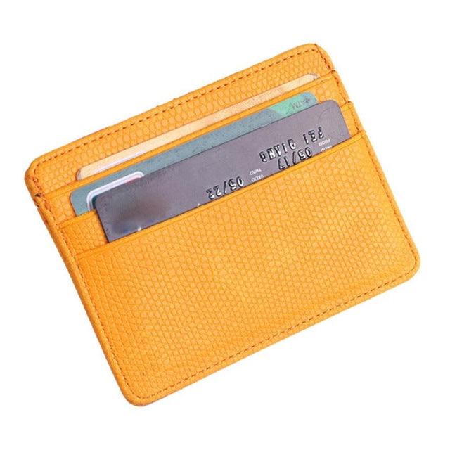 Lizard Pattern PU Leather Bank Card Set Card Package(Yellow) by bashfashion