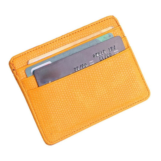 Lizard Pattern PU Leather Bank Card Set Card Package(Yellow) by bashfashion