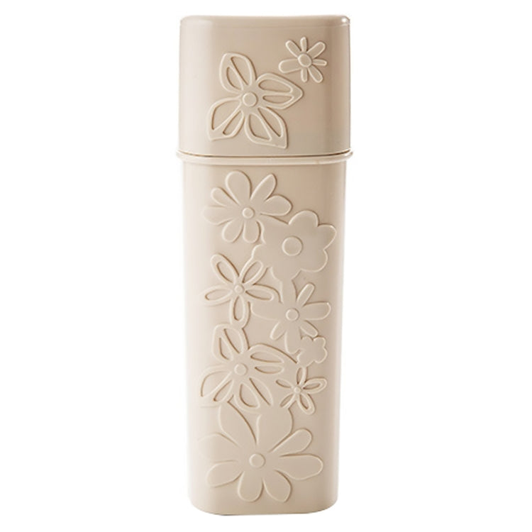 Portable Flower Carved Toothbrush Holder Outdoor Toothrush Cap Case Toothpaste Storage Box Wash Cup(Beige) by bashfashion
