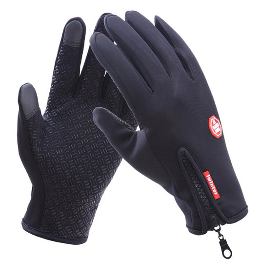Cycling Gloves Full Finger Neoprene PU Breathable Leather Warm Winter Outdoor Sports Gloves(Black) by bashfashion