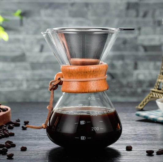 Hand Coffee Pot High Temperature Resistant 400ml Glass Coffee Pot, Style:Pot With Strainer by bashfashion
