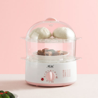 LINGRUI Timer Mini Multi-Function Egg Cooker Automatic Power Off Home Breakfast Machine, CN Plug, Specification:Double Layers(Pink) by bashfashion