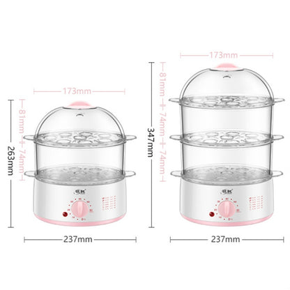 LINGRUI Timer Mini Multi-Function Egg Cooker Automatic Power Off Home Breakfast Machine, CN Plug, Specification:Double Layers(Pink) by bashfashion
