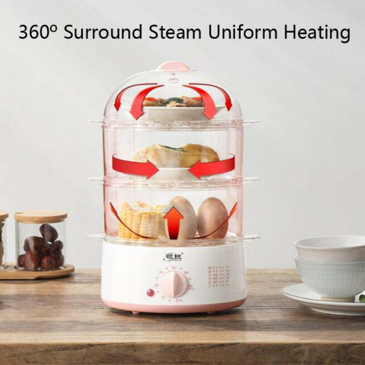 LINGRUI Timer Mini Multi-Function Egg Cooker Automatic Power Off Home Breakfast Machine, CN Plug, Specification:Double Layers(Pink) by bashfashion